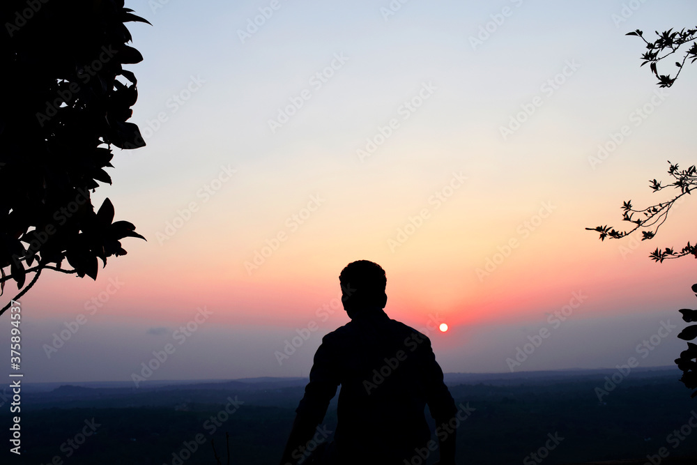 Silhouette image of a man with Natural Background