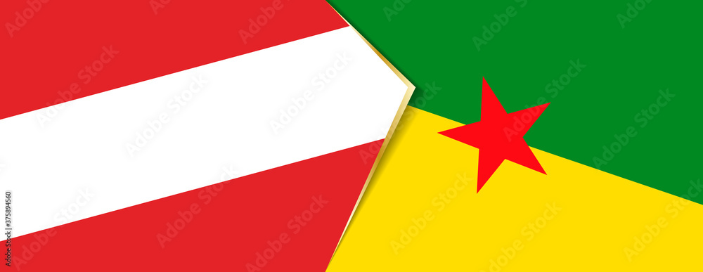 Austria and French Guiana flags, two vector flags. Austria and French Guiana flags, two vector flags.