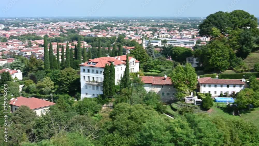Vicenza, Veneto, Italy - Walking through the historic center of Vicenza, among the palaces and ancient monuments among unknown tourists Vicenza, Veneto, Italy - Walking through the historic center of Vicenza, among the palaces and ancient monuments among unknown tourists