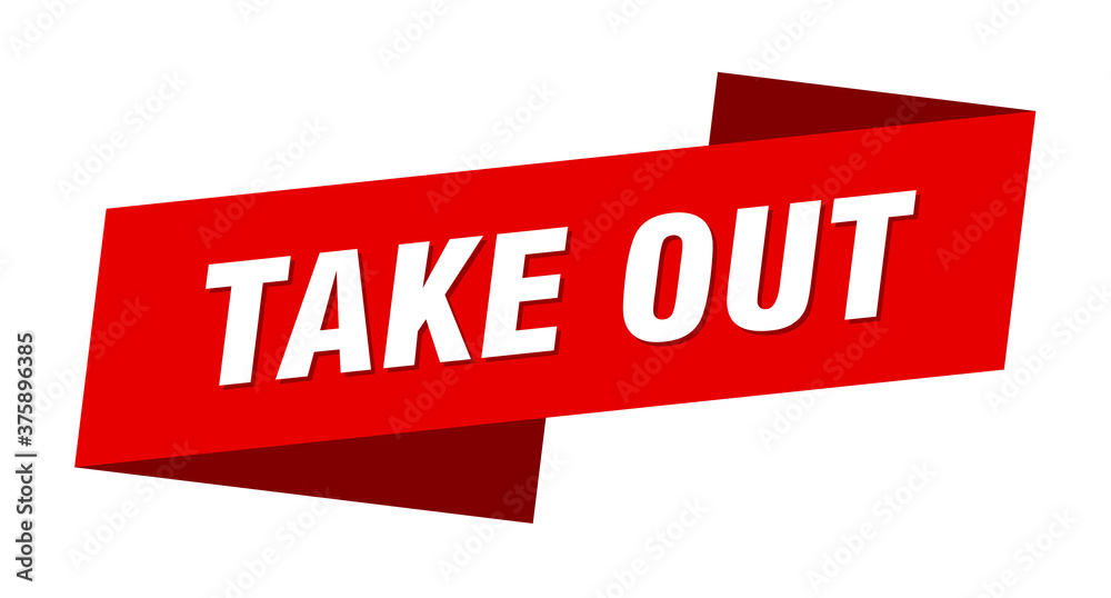 take out banner template. ribbon label sign. sticker take out banner template. ribbon label sign. sticker