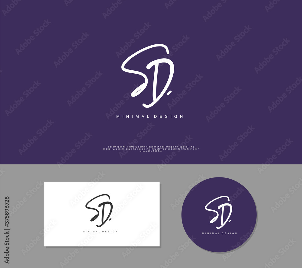 SD Initial handwriting or handwritten logo for identity. Logo with signature and hand drawn style. SD Initial handwriting or handwritten logo for identity. Logo with signature and hand drawn style.