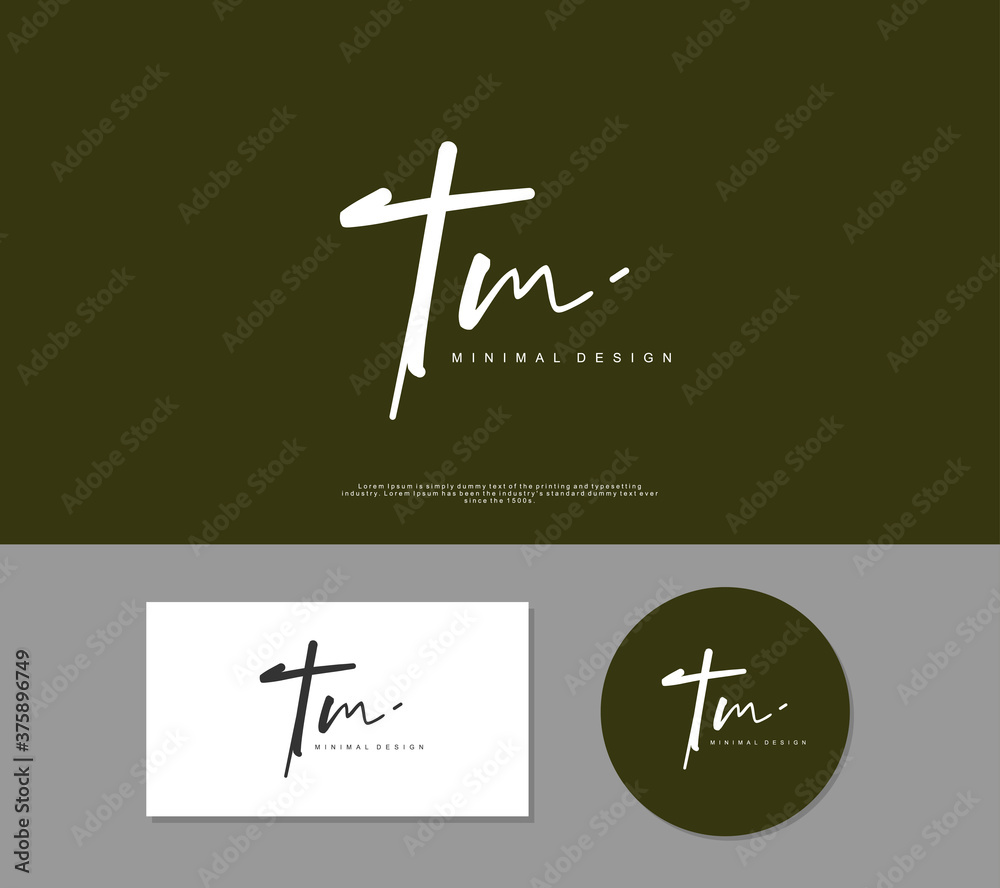 TM Initial handwriting or handwritten logo for identity. Logo with signature and hand drawn style.