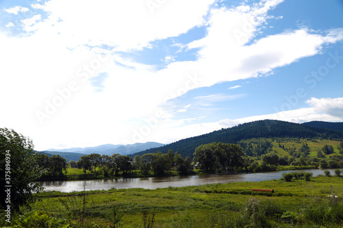 Wallpaper Mural summer landscape with mountains and river Torontodigital.ca