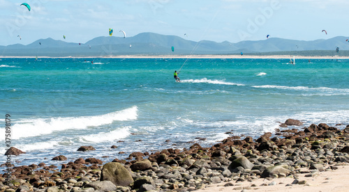 Photography kite surfing in the sea
