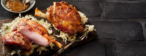 Obraz na plátně Two portions of German Eisbein or ham hocks