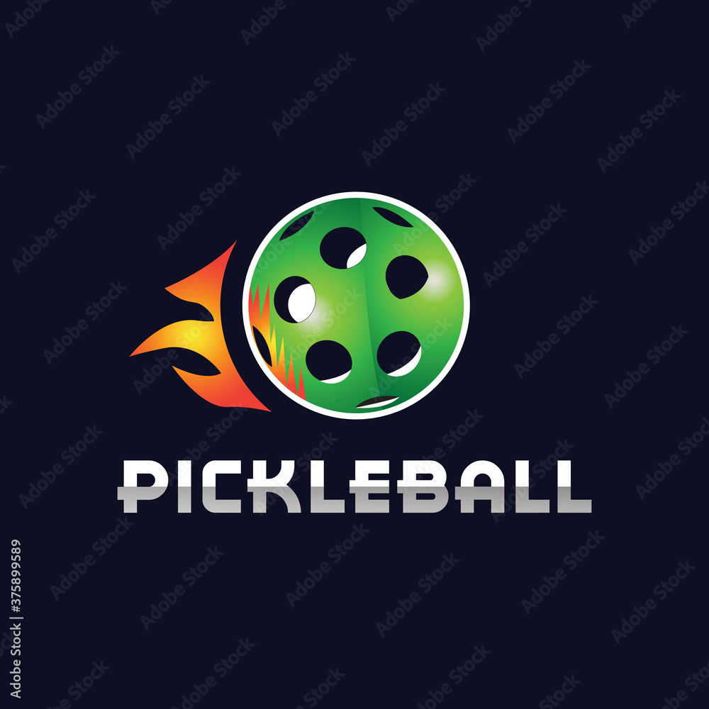 pickleball e-sport logo design. modern and powerful logo design. ball and fire. vector icon illustration inspiration pickleball e-sport logo design. modern and powerful logo design. ball and fire. vector icon illustration inspiration