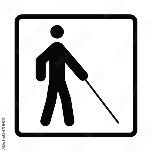 Trafic icon. World braille day, Blind day. Alphabet for blind, reading braille code signs. Vector sign or walking symbol. Text touching the relief hand finger. Louis Braille france Coupvray.
