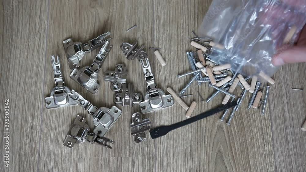 Furniture fittings. A set of mounting fasteners for furniture assembly