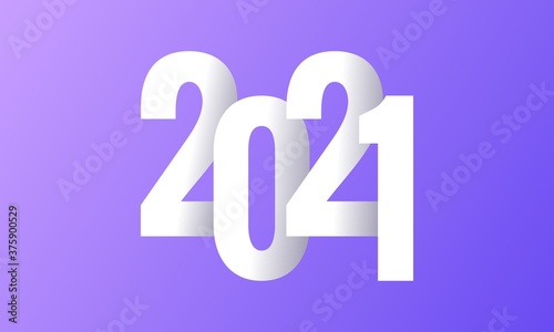 Happy new year 2021 flat shadow style