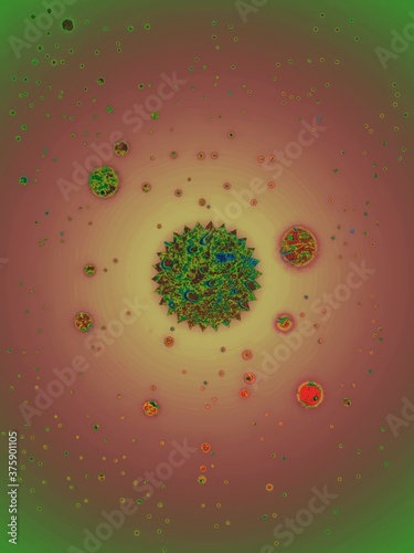 Corona virus pattern in color background
