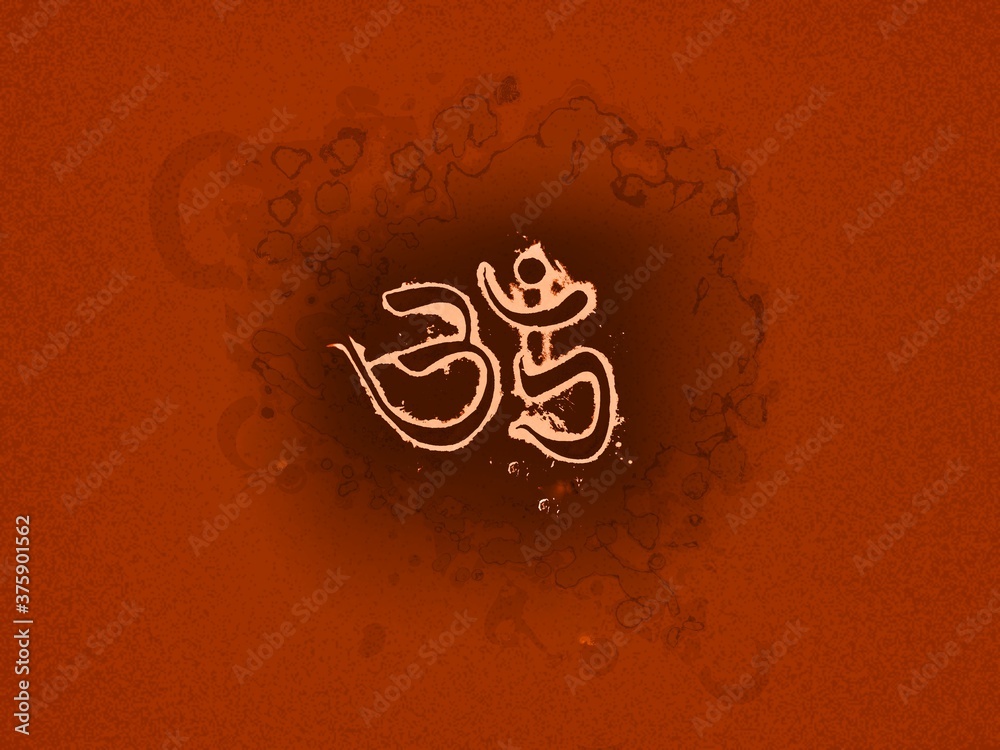 Om text on saffron color background. Om symbol represents indian religious  culture Stock Illustration | Adobe Stock