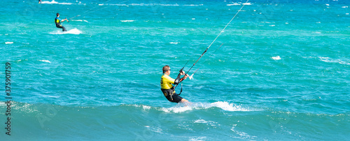 kite surfing in the sea