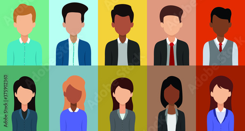 Icon set of business man and business woman flat icon design.vector illustration