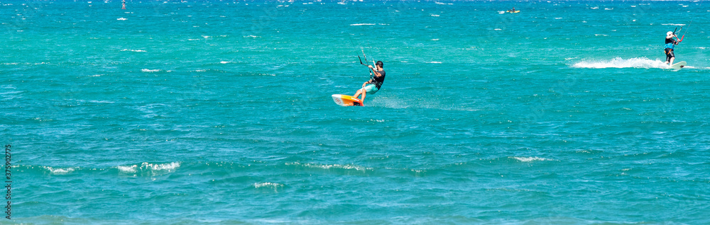 kite surfing in the sea