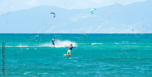 kite surfing in the sea