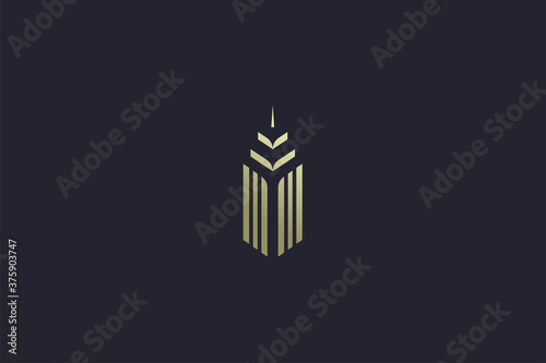 Luxury Gold Tower Property Real Estate Logo