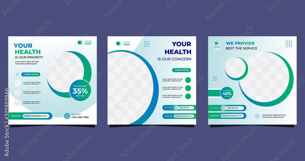 collection-of-medical-social-media-post-template-for-hospital-and-clinic-with-green-and-white