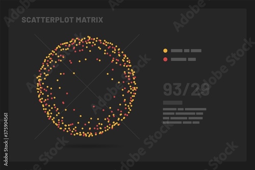 Scatterplot Matrix. Elements of infographics on a dark background. Use in presentation templates, mobile app and corporate report. Dashboard UI and UX Kit. photo