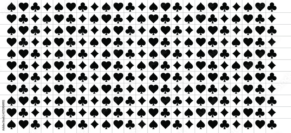 Cards game spades Queen King Heart Ace Poker player card game symbols Spade jack Oneline line pattern Vector bridge icons Funny gambling play suit black blackjack  Casino club gaming playing suits