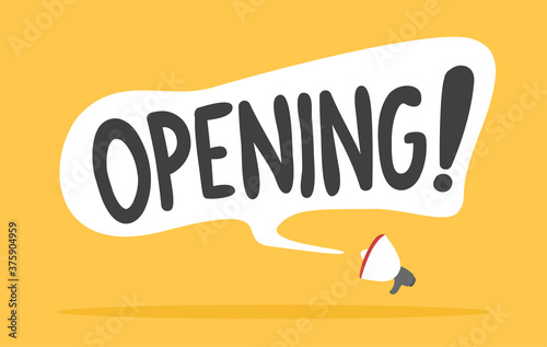 Megaphone with opening message background.Vector reopening message illustration from message background collection.