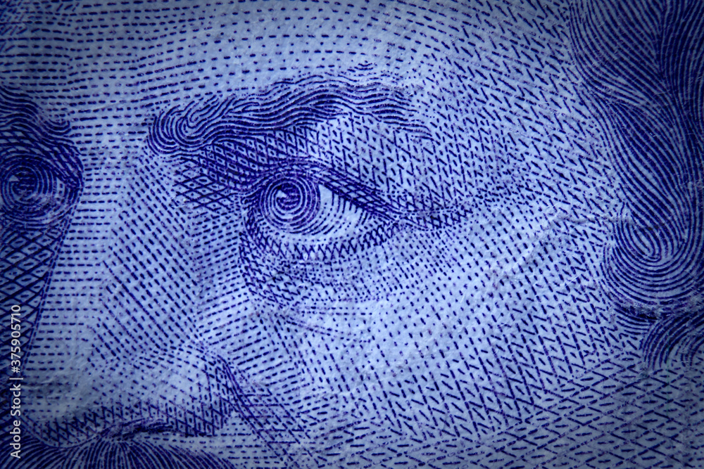 Joseph Jelačić's eyes on a 20 kuna banknote from Croatia
