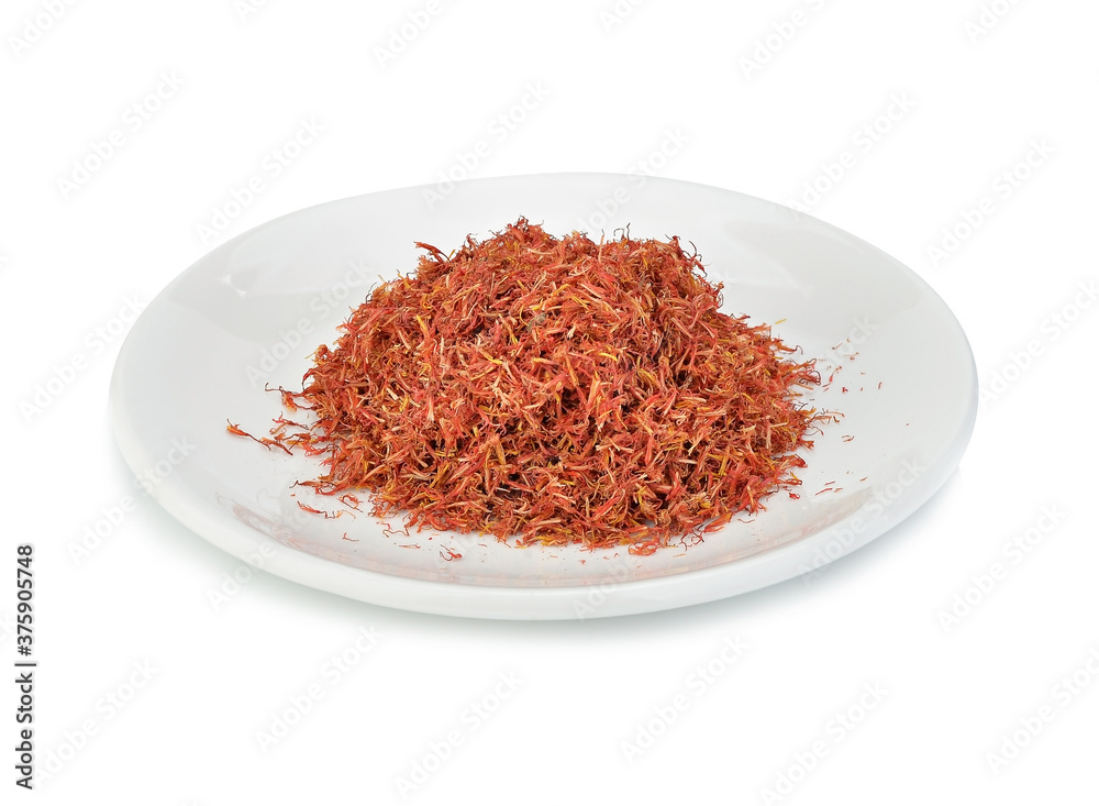 Dry yellow safflower isolated on white background Dry yellow safflower isolated on white background
