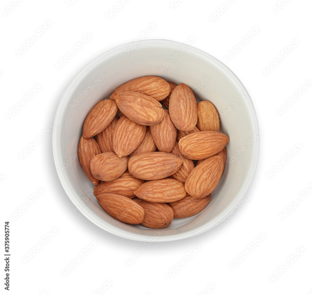 almonds isolated on white background. almonds isolated on white background.