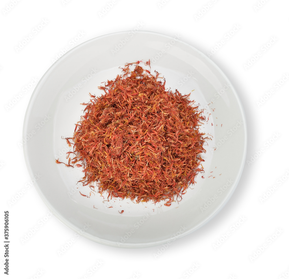 Dry yellow safflower isolated on white background Dry yellow safflower isolated on white background