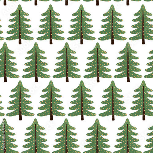 Vector colorful seamless background with Christmas tree. Modern illustration. Can be used for wallpaper, pattern fills, web page, surface textures, textile print, wrapping paper.