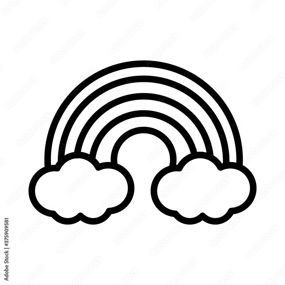 rainbow and clouds icon, line style rainbow and clouds icon, line style