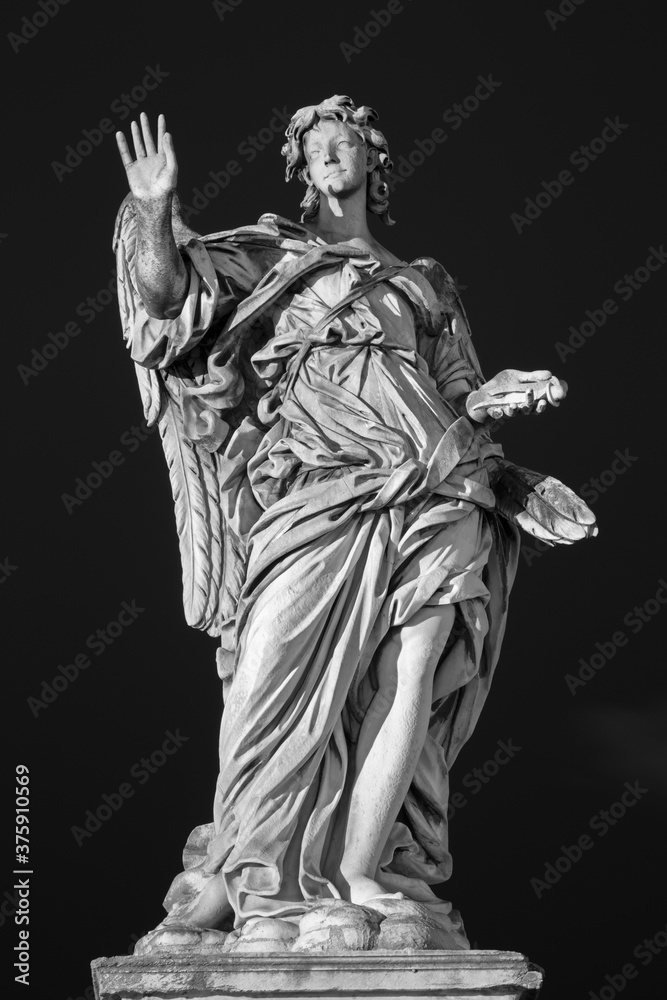 ROME, ITALY - MARCH 9, 2016: Angel with the Nail from Angels bridge - Ponte sant' angelo.