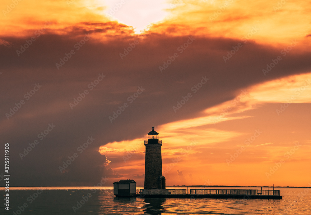 lighthouse at sunset