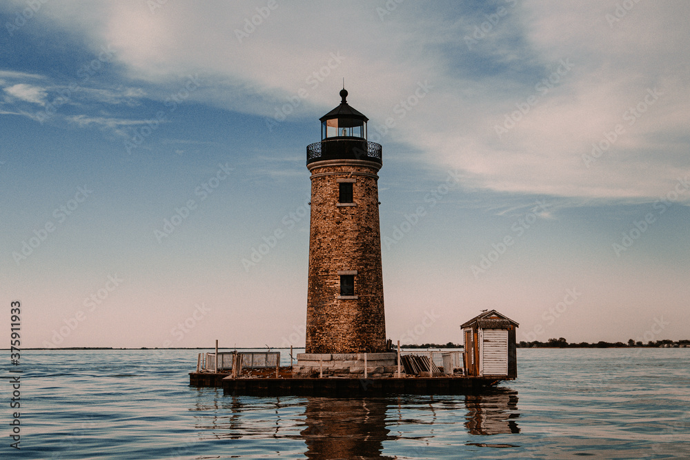 lighthouse at dusk