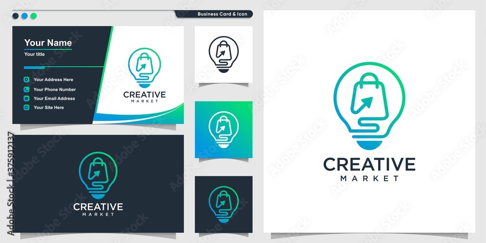 Shopping logo with creative line art style and business card design template Premium Vector Shopping logo with creative line art style and business card design template Premium Vector