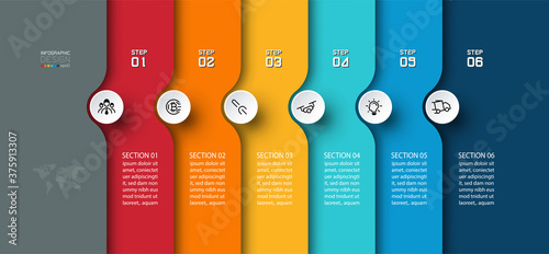 Semicircle arrow on horizontal infographics design vector graphic art.