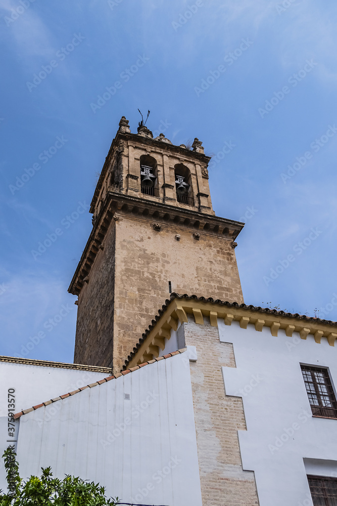 View of Church of Saint Marine of Holy Waters (Iglesia de Santa Marina de Aguas Santas, XIII century). It is one of the so-called 
