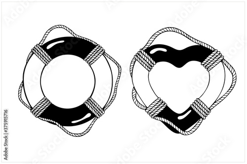 Set of life rings, hand drawn isolated vector illustration