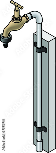 An outdoor brass tap / faucet with a garden hose adaptor.