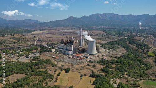 Photos Aerial drone photo of Hellenic public electric company industrial power plant co