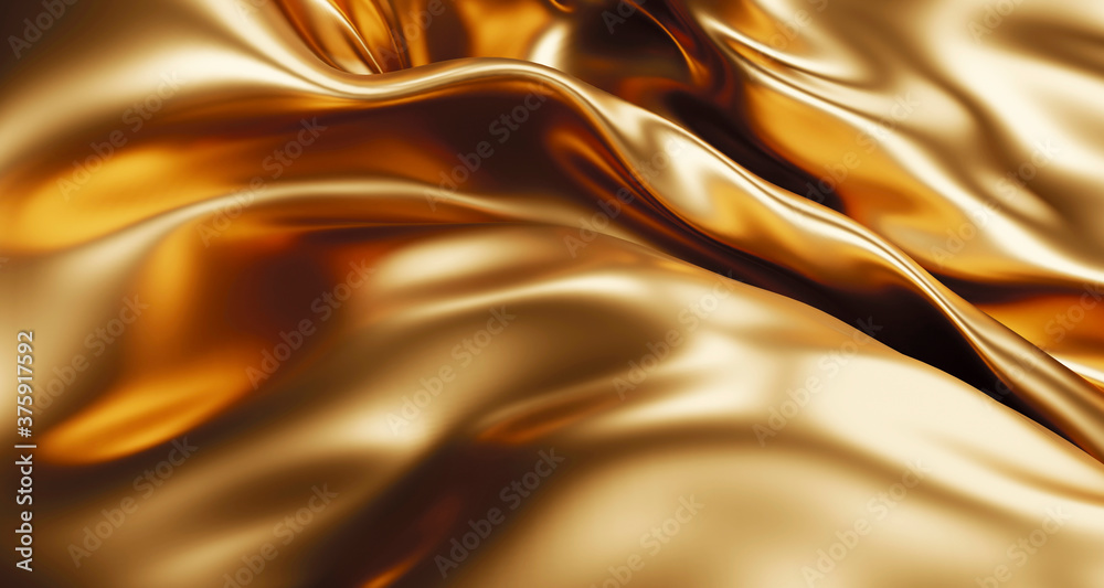 Premium PSD  Luxury product with gold fabric on brown background 3d render
