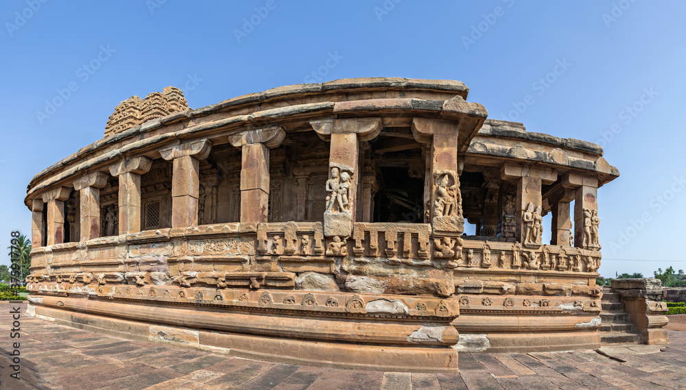 Panorama image of Durga temple in Aihole, Karnataka, India.