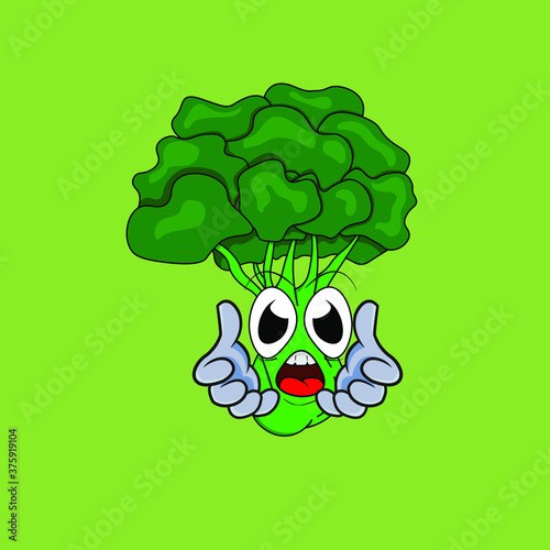 broccoli cartoon illustration can be used by greengrocer nutritionists for mascot advertising and campaign to eat broccoli