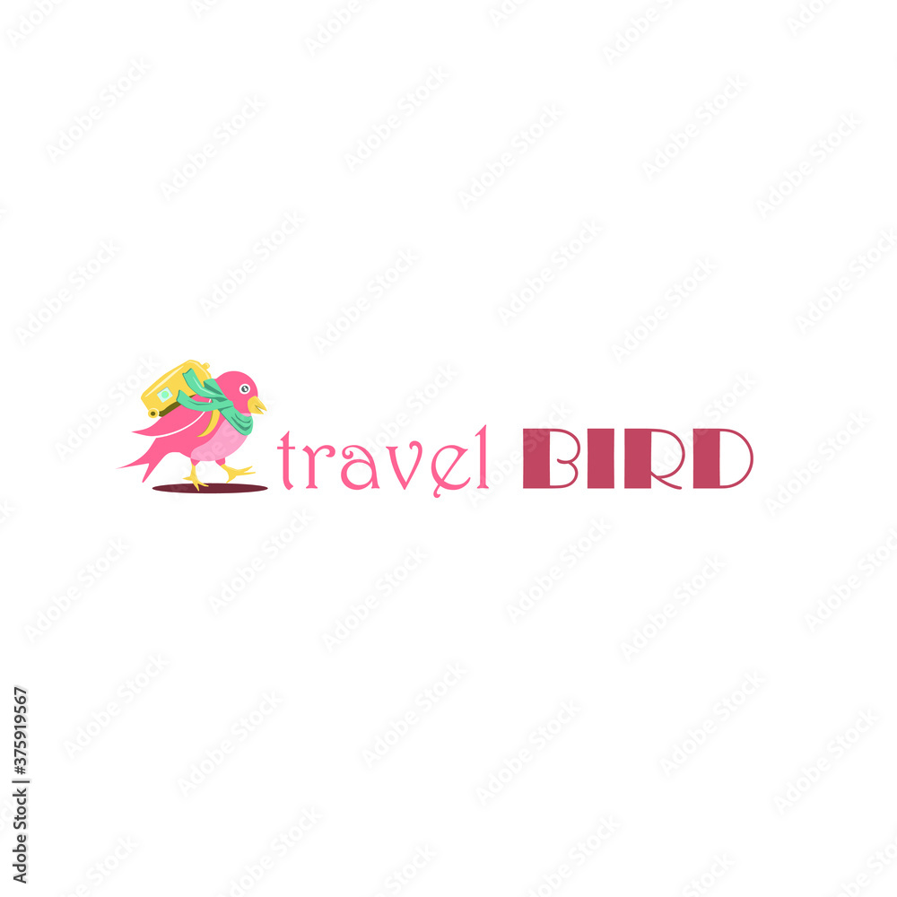 Beautiful pink bird mascot for traveling logo concept collection Beautiful pink bird mascot for traveling logo concept collection