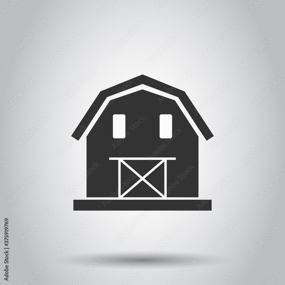 Barn icon in flat style. Farm house vector illustration on white isolated background. Agriculture storehouse business concept. Barn icon in flat style. Farm house vector illustration on white isolated background. Agriculture storehouse business concept.