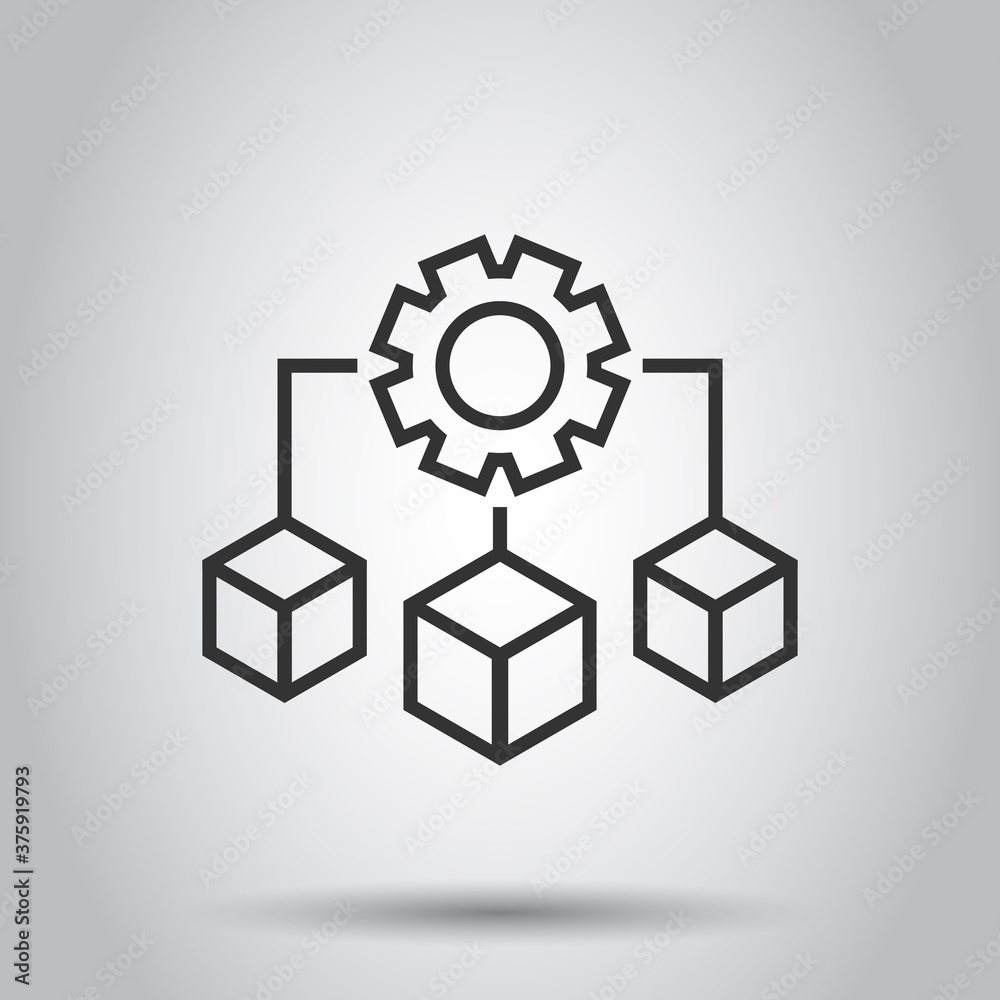 Api technology icon in flat style. Algorithm vector illustration on white isolated background. Gear with arrow business concept.