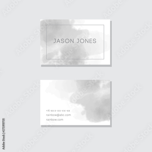 Watercolor light grey business card design template