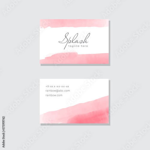 Watercolor light pink business card design template
