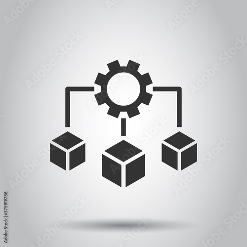 Api technology icon in flat style. Algorithm vector illustration on white isolated background. Gear with arrow business concept. photo