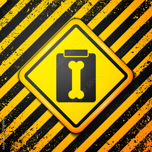 Black X-ray shots icon isolated on yellow background. Warning sign. Vector Illustration.
