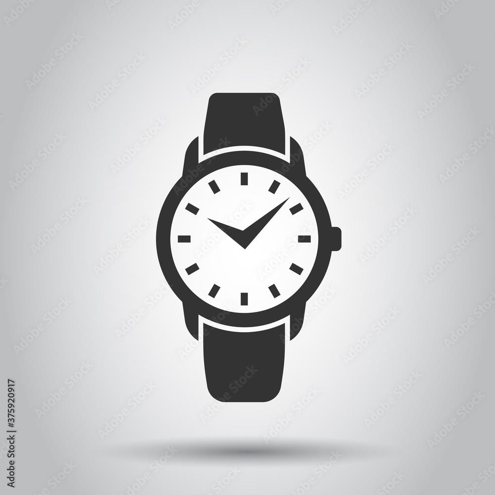 Wrist watch icon in flat style. Hand clock vector illustration on white isolated background. Time bracelet business concept. Wrist watch icon in flat style. Hand clock vector illustration on white isolated background. Time bracelet business concept.